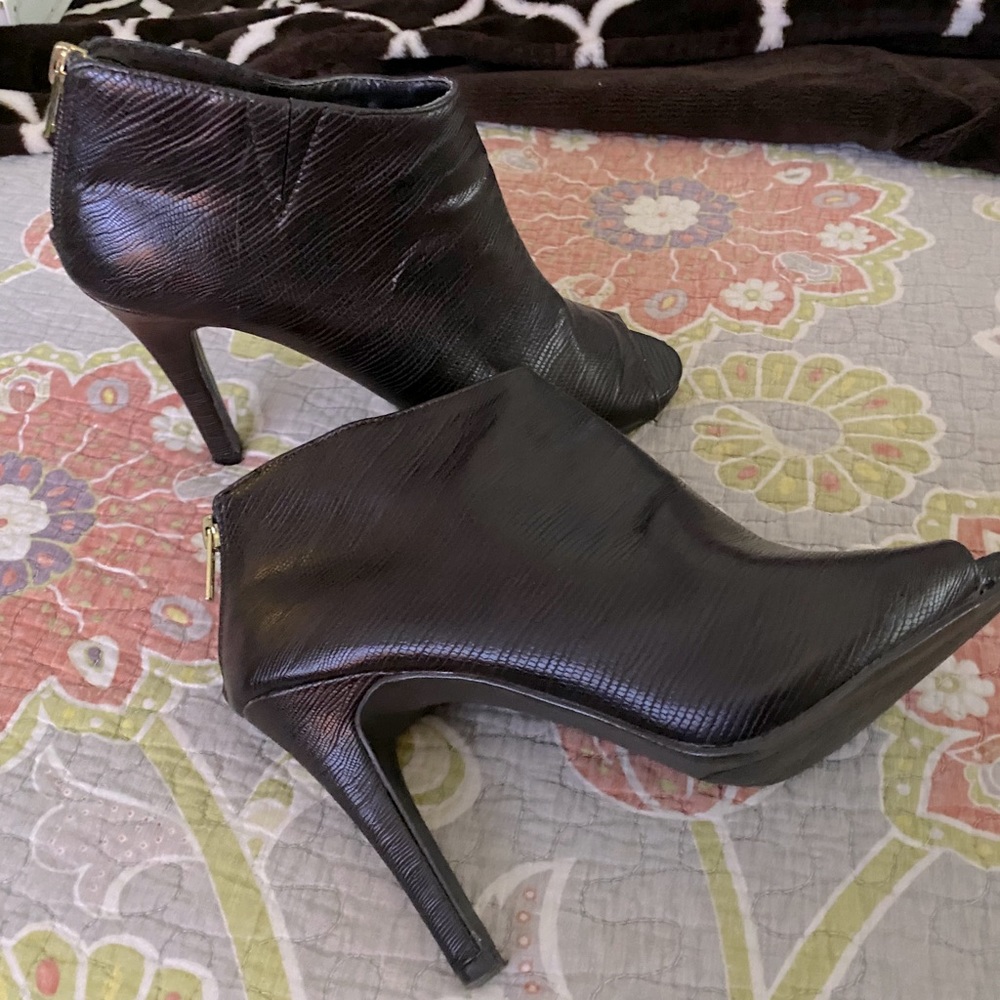 Brown Peep Toe Booties